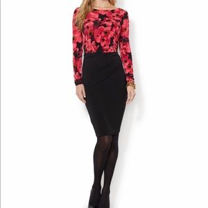 Lauren stretch poppy red and black dress. Size 8